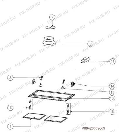 Взрыв-схема вытяжки Electrolux DBL7030CN - Схема узла Housing 001