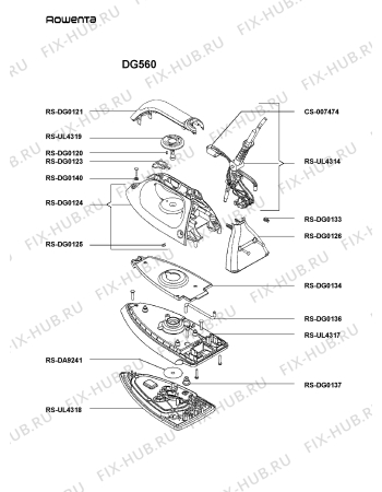 Взрыв-схема утюга (парогенератора) Rowenta DG560 - Схема узла JP000268.3P2