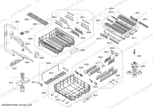 Взрыв-схема посудомоечной машины Bosch SMI69P15EU Platin Edition - Схема узла 06