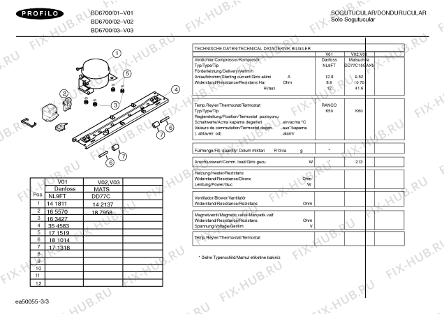 Взрыв-схема холодильника Profilo BD6700 - Схема узла 03