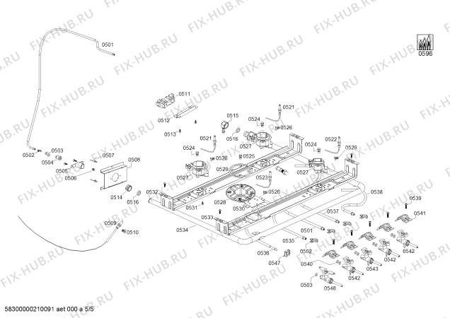 Схема №4 HSG34I30SC HSG34I30SC Cocina a gas Bosch Inox с изображением Трубка горелки для духового шкафа Bosch 00715325