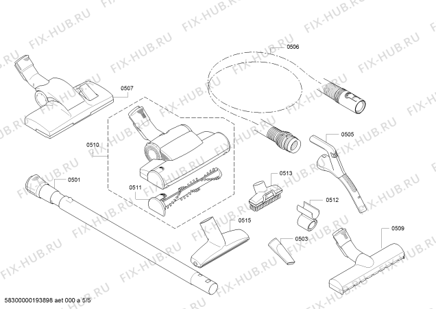 Взрыв-схема пылесоса Bosch BGS5435 Bosch Zoo'o ProAnimal - Схема узла 05