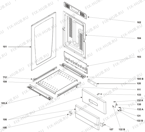 Взрыв-схема плиты (духовки) Gorenje GM143W (128888, 1413.1G72) - Схема узла 02