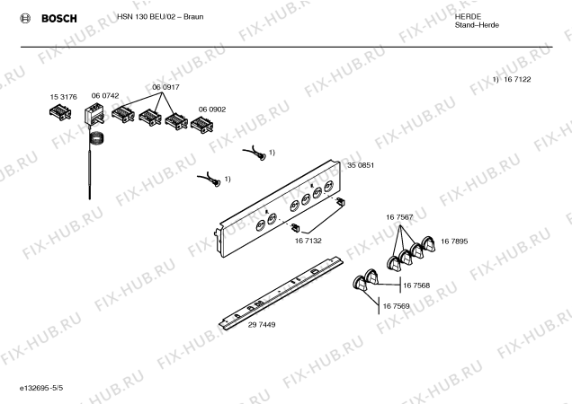 Схема №4 HSS200KEU с изображением Ручка управления духовкой для электропечи Bosch 00167569