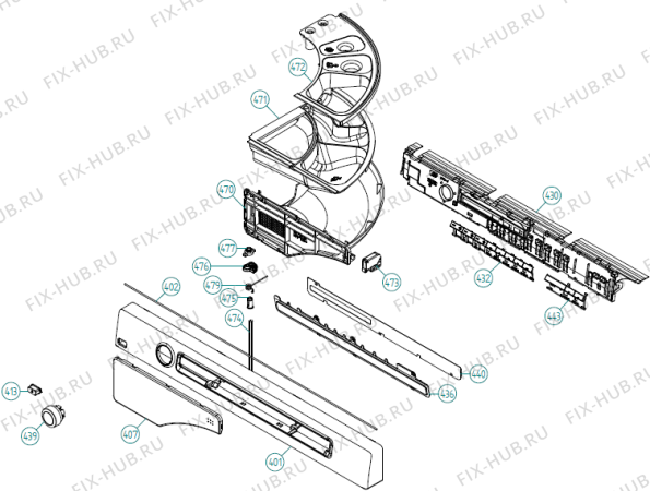 Схема №1 W288 (451140) с изображением Декоративная панель для стиральной машины Gorenje 503118