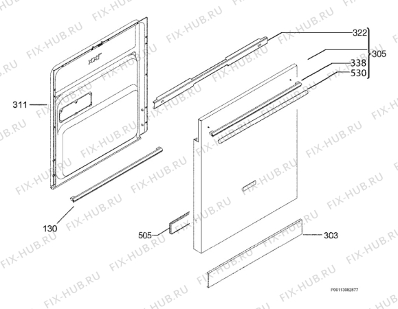 Взрыв-схема посудомоечной машины Aeg Electrolux F88089M0P - Схема узла Door 003