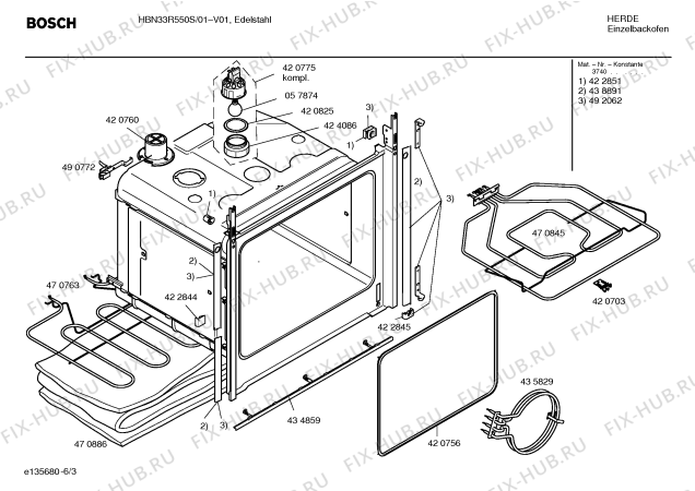 Взрыв-схема плиты (духовки) Bosch HBN33R550S - Схема узла 03