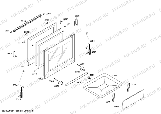 Взрыв-схема плиты (духовки) Bosch HCE722160U - Схема узла 03