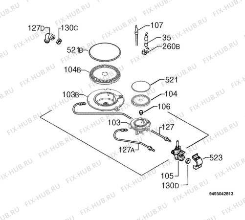 Взрыв-схема плиты (духовки) Electrolux EHG30215XH - Схема узла Functional parts 267