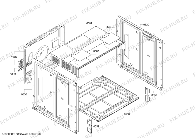 Взрыв-схема плиты (духовки) Bosch HEG23B455 - Схема узла 05