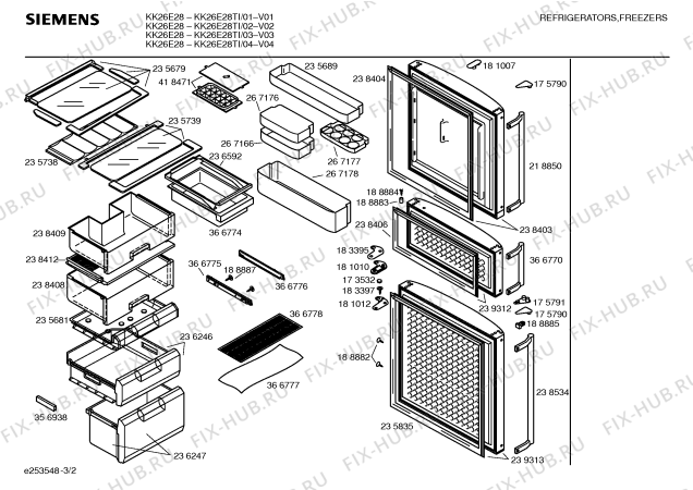 Схема №1 KG25F200 с изображением Уплотнитель двери для холодильника Siemens 00235835