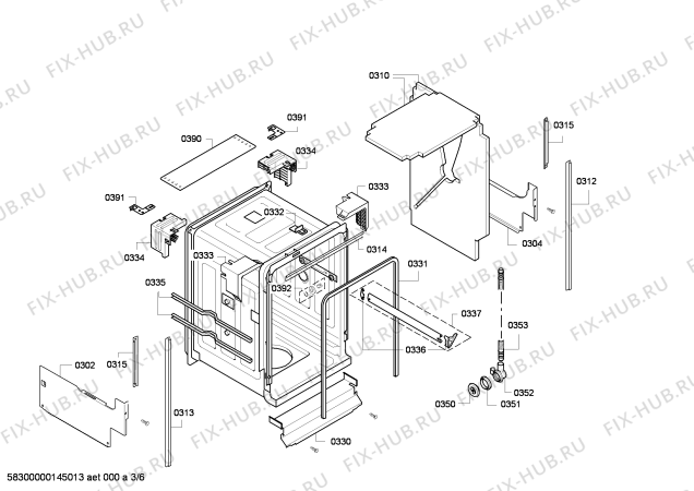 Взрыв-схема посудомоечной машины Bosch SRV43M43RU - Схема узла 03