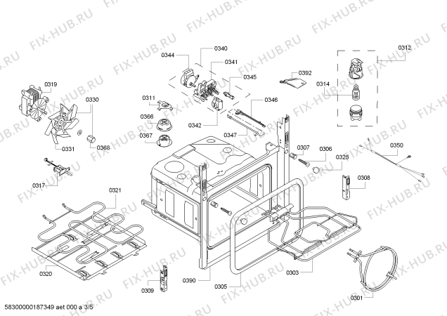 Взрыв-схема плиты (духовки) Bosch HBA74S320E H.BO.PY.L3D.IN.GLASS.B3a.B.E3_COT/ - Схема узла 03