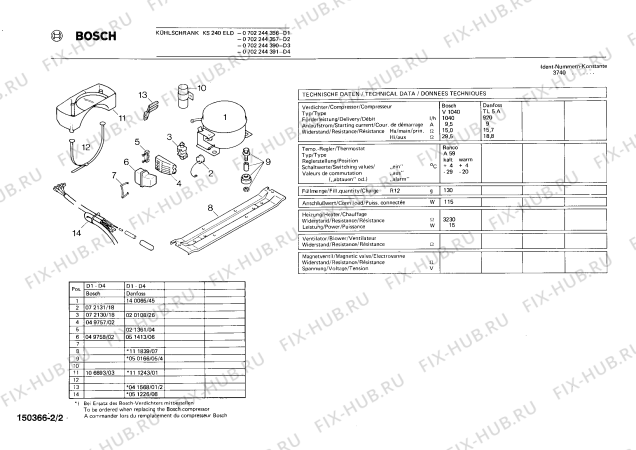 Схема №2 0702244443 KS240EGL с изображением Испаритель для холодильника Bosch 00192213