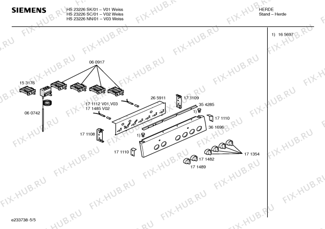 Взрыв-схема плиты (духовки) Siemens HS23226SC - Схема узла 05