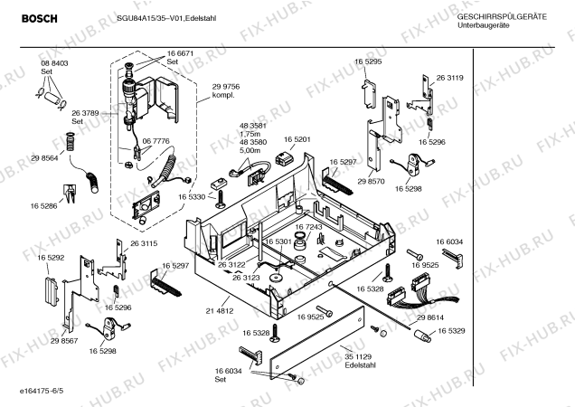 Взрыв-схема посудомоечной машины Bosch SGU84A15 Exclusiv - Схема узла 05