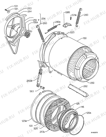 Взрыв-схема стиральной машины Electrolux EW1451W - Схема узла Drum