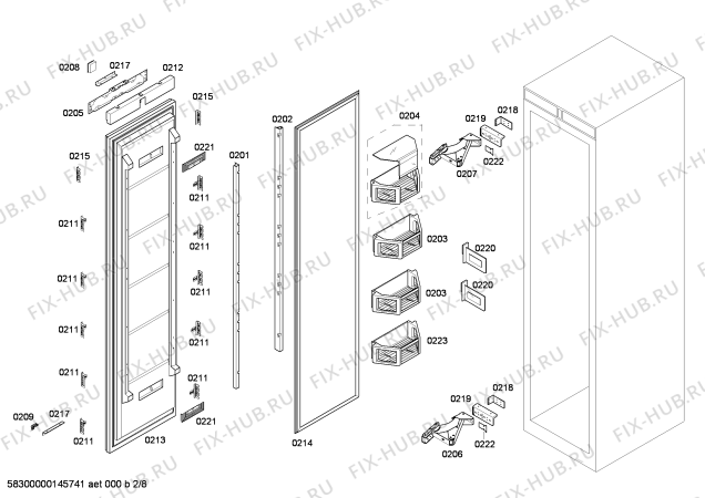 Схема №6 T36BT71FS с изображением Набор винтов для холодильника Bosch 00607340