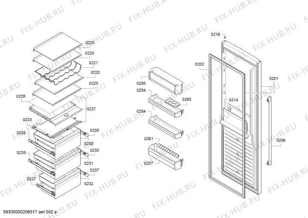 Схема №3 KS8368I3P, Neff с изображением Дверь для холодильника Bosch 00717835