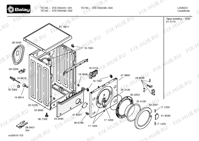 Взрыв-схема стиральной машины Balay 3TE745A TE745 - Схема узла 02