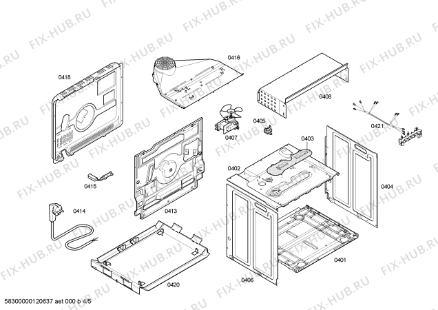 Взрыв-схема плиты (духовки) Bosch HBN434551E - Схема узла 04