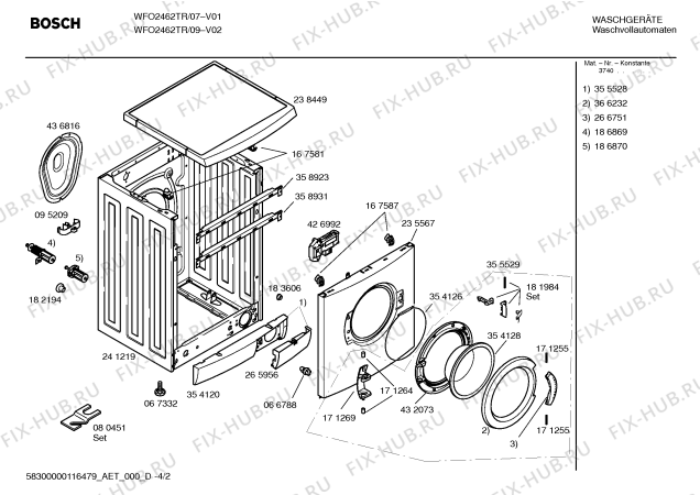 Схема №4 WFO2462TR Maxx WFO2462 с изображением Панель управления для стиральной машины Bosch 00442862