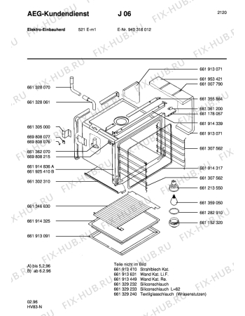 Взрыв-схема плиты (духовки) Aeg 521E-M - Схема узла Section1