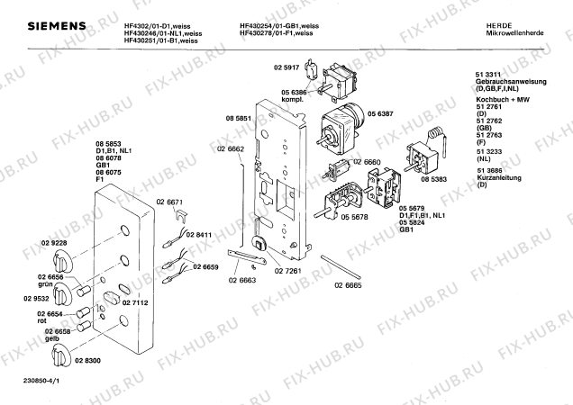 Схема №4 HF430278 HF4302 с изображением Переключатель для микроволновки Siemens 00029228