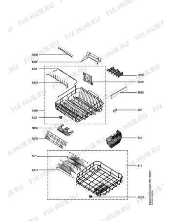 Взрыв-схема посудомоечной машины Aeg Electrolux FAV86080IM - Схема узла Baskets, tubes 061