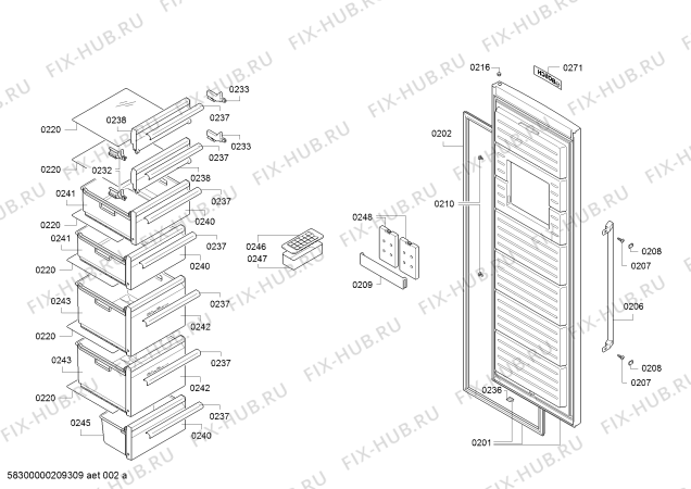 Взрыв-схема холодильника Bosch GSN36MW3V Bosch - Схема узла 02