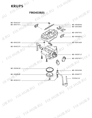 Взрыв-схема кофеварки (кофемашины) Krups F8634338(0) - Схема узла GP001834.0P4