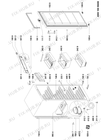 Схема №1 WVE16402 W с изображением Корпусная деталь для холодильной камеры Whirlpool 481010617935