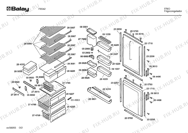 Схема №3 F6542 с изображением Крышка для холодильной камеры Bosch 00284228