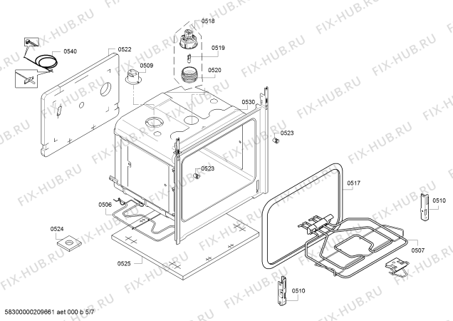 Взрыв-схема плиты (духовки) Bosch HXA050E20N - Схема узла 05