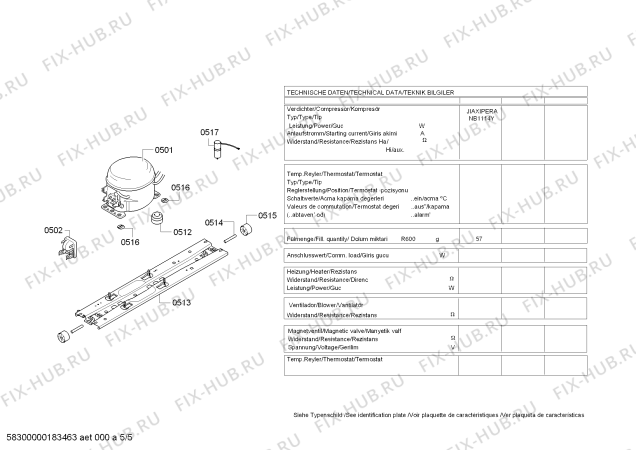 Взрыв-схема холодильника Bosch KDN56SM32N - Схема узла 05