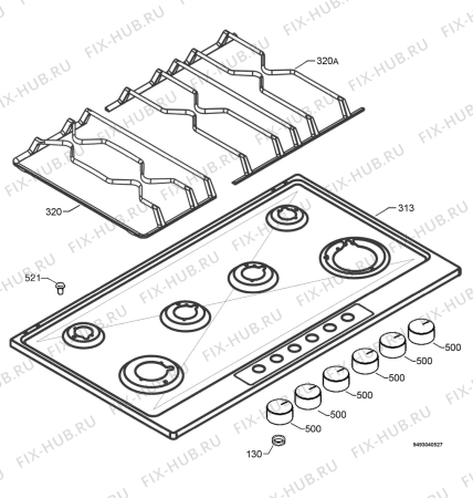 Взрыв-схема плиты (духовки) Aeg Electrolux 95857G-M - Схема узла Hob 271