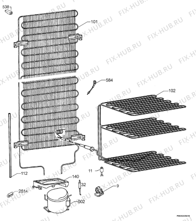 Взрыв-схема холодильника Zanussi ZRB934PW - Схема узла Cooling system 017