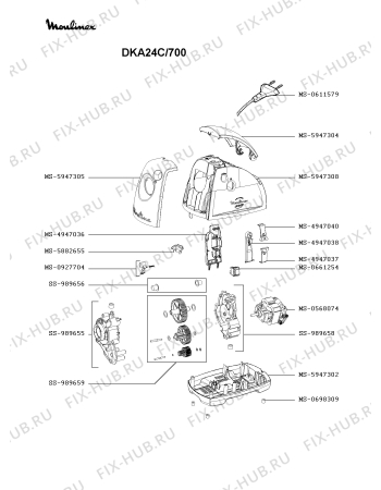 Взрыв-схема мясорубки Moulinex DKA24C/700 - Схема узла FP002553.9P2