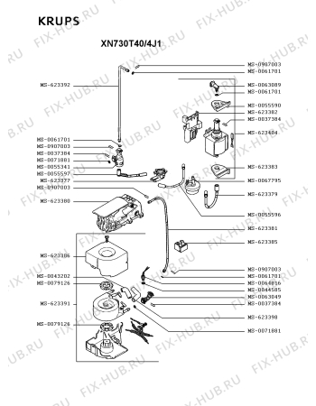 Взрыв-схема кофеварки (кофемашины) Krups XN730T40/4J1 - Схема узла RP004815.9P2