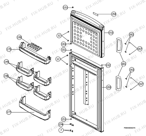 Взрыв-схема холодильника Electrolux ERD32090X - Схема узла Door 003