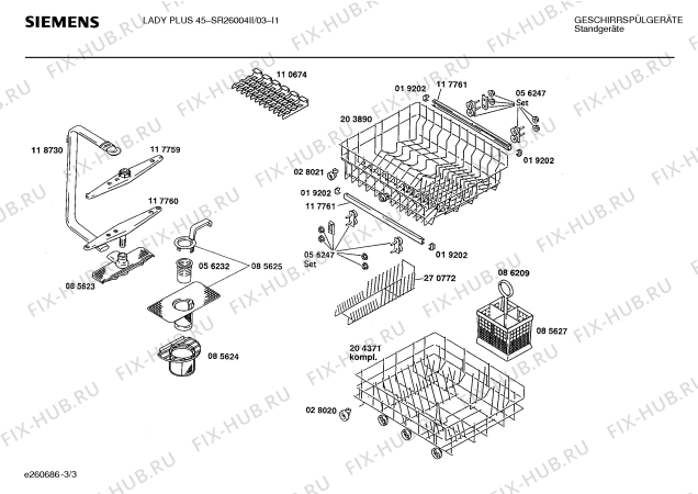 Взрыв-схема посудомоечной машины Siemens SR26004II - Схема узла 03