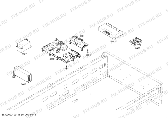 Схема №6 PDR484GGZS с изображением Кабель для духового шкафа Bosch 00239481