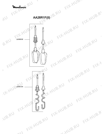 Взрыв-схема блендера (миксера) Moulinex AA28R1F(0) - Схема узла FP000689.1P2