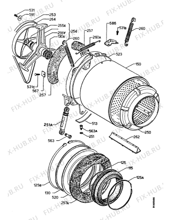 Взрыв-схема стиральной машины Castor CWM1200I - Схема узла Tub and drum