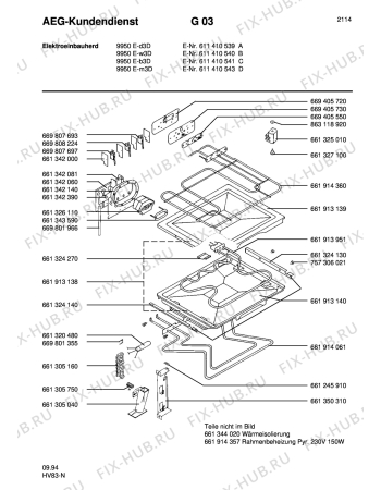 Взрыв-схема плиты (духовки) Aeg COMPETENCE 9950E-M3D - Схема узла Section5