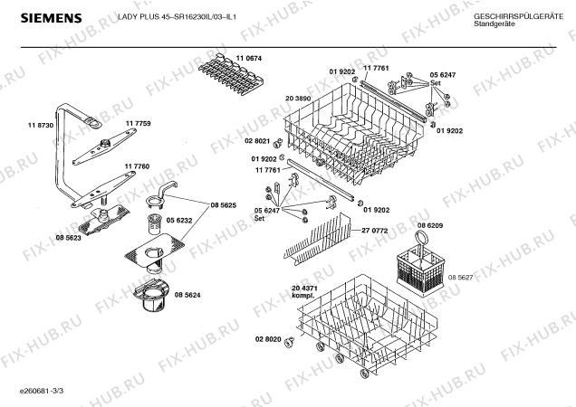 Взрыв-схема посудомоечной машины Siemens SR16230IL - Схема узла 03