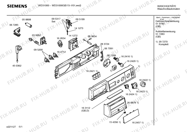 Схема №3 WD31000GB Wash & Dry 3100 с изображением Панель управления для стиральной машины Siemens 00297270