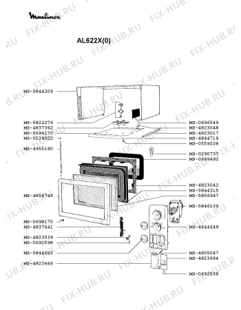 Взрыв-схема микроволновой печи Moulinex AL622X(0) - Схема узла 2P002347.4P2