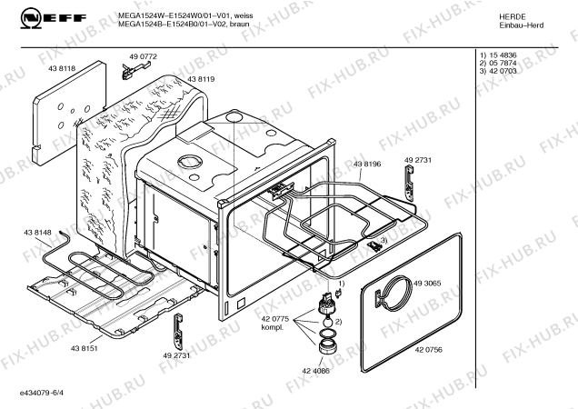 Схема №5 E1524B0 MEGA1524B с изображением Панель управления для духового шкафа Bosch 00438651