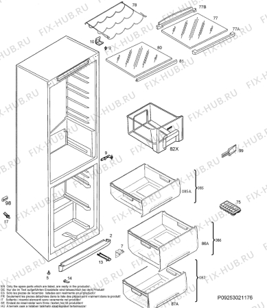 Взрыв-схема холодильника Electrolux ERB3645 - Схема узла Housing 001